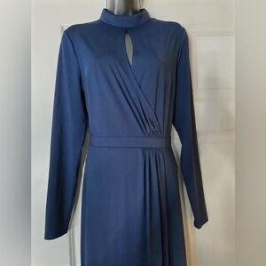 TED BAKER “Astrrid” Asymmetrical Jersey Dress — Dark Blue — UK Size 3, US Size 8
